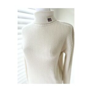 Ralph Lauren Cotton Cream Ribbed Turtleneck Sweater